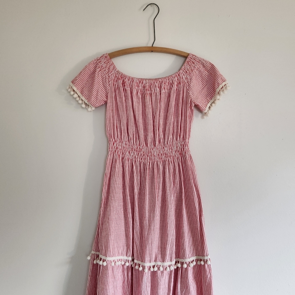 Candy Stripe & Pom-Pom Maxi Dress